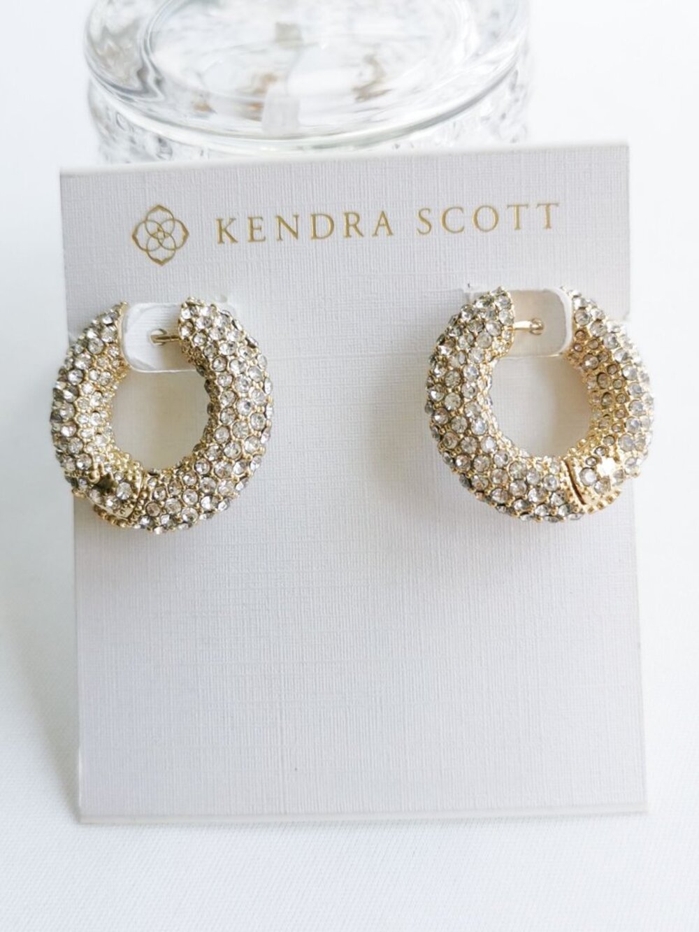 Kendra Scott Mikki Pave Gold White Crystal Hoop Earrings